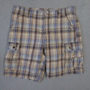 Levi's Shorts Men's Size 36 Plaid Flat Front Multi-Pocket Cargo Casual Cotton